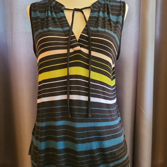 Loft Outlet Tie-Neck Sleeveless Striped Tank - Picture 3 of 7